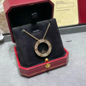 New Arrival Thick Chain Nail Necklace Female Double Ring 18K Rose Gold Full Diamond Big Cake Necklace Clavicle Chain Male for Girlfriend