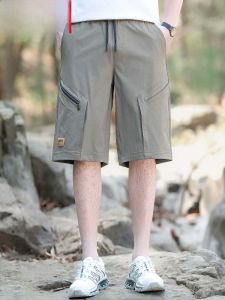 HENGYUANXIANG | Hengyuanxiang Mens Casual Ice Silk Shorts Summer Thin Elastic Loose Sport Five-Quarter Length Fashionable City Style Workwear