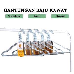 IMB.I409 HANGER KAWAT STAINLESS GANTUNGAN BAJU ISI 10 PCS