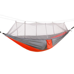 [VOF] Professional Camping Hammock with Mosquito Net Lightweight Single Hammock Wear Resist Nylon Swing Hanging Bed for Camping Hiking Backpacking