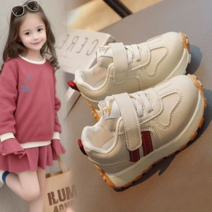 Back-to-School Casual Sports Shoes Soft Bottom Running Shoes Leather Surface Childrens Middle Shoes Autumn New Arrival for Girls