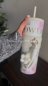 710ml Ice King Thermal Mug Beautiful Flower Frozen Cup 316 Stainless Steel Thermos Mug with Beautiful Appearance for Women Cold Coffee Mug