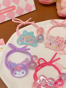 Ikat Rambut✨Kuromi Kids Hair Band Elastic Hair Tie Melody Hair Accessories Soft Stretch Hair Rope