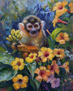 Acrylic Paint By Numbers Floral Monkey and Orangutan Painting By Numbers on Canvas Coloring By Number for Adults Paint Digital