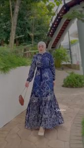 AZURA DRESS GAMIS TWILL RAYON CANDI MEKAR GAMIS BATIK CAP PEKALONGAN JUMBO