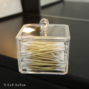 Desktop Dust Box Floss Cotton Swab Storage Box Organizing Transparent Cotton Swab Holder with Lid Small Sundries Storage Jar