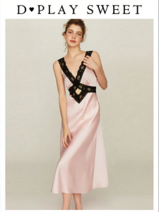 French Luxury Pink Satin Sleep Dress