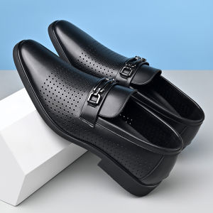 Mens Hollow out Breathable Business Shoes Summer Air Conditioning Sharp Head Gentleman Loafers Fashionable Derby Shoes