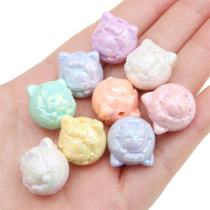 5pcs/Bag 17x18mm Colorful Acrylic AB Colorized kittens Beads For DIY Handmade Keychain Necklace Bracelet Jewelry Making Accessories