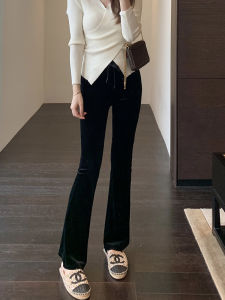 High Waist Velvet Wide Leg Pants Womens Micro Flared Trousers Autumn Winter New Style Quality Fashion Casual Pants