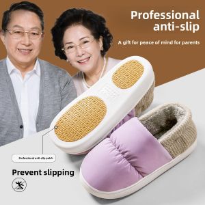 MONLEYTA | Anti-Slip Cotton Slippers Indoor Outdoor Wear For Elderly Men Winter Home Comfort Warm Waterproof Rubber Sole High Heel Back