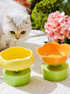 Ceramic Cat Bowl with High Feet Protect Cervical Spine Anti Flip Large Capacity for Cats And Dogs Food And Water Bowl