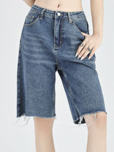 American Retro High Waist Wide Leg Jeans Womens Spring Summer New Loose Slim Straight Five-Quarter Length Jeans