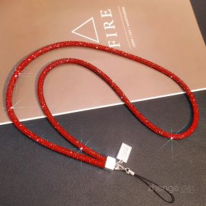 Long Elegant Diamond Embedded Mobile Phone Lanyard Neck Strap Solid And Durable Red New Year Premium Goddess Mobile Phone Chain