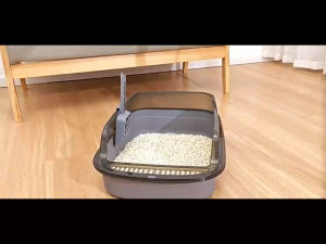 (ขนาดใหญ่) กระบะทรายแมว ห้องน้ำแมว ขอบสูงกันทรายกระเด็น พร้อมที่ตัก ขนาด 36x50x18 cm