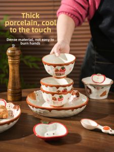 TINY HOME | Ceramic Apple Patterned Rice Bowl Cute and Attractive