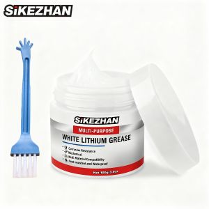 Multi-Purpose White Lithium Grease by SIKEZHAN Lubricant with Brush for Garage Doors Bearings & Automotive