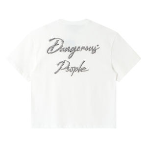 Dangerous People Xue ZhiHuan DSP Rose Pin Loose Shoulder T-Shirt Short Sleeve Metal Style Trendy Brand Cotton Youth Fashion