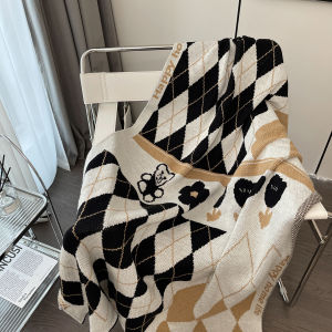 ฤดูร้อน สไตล์เกาหลี ลายสก็อต เครื่องปรับอากาศผ้าห่มสํานักงานไหล่ผ้าคลุมไหล่ Nap โซฟาผ้าห่ม ฤดูหนาว เหมาะสําหรับห้องนั่งเล่นห้องนอน
