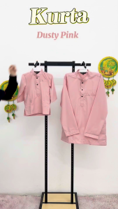 PG2 Kurta Raya Dewasa &  Budak DustyPink SoftYellow Brick Orange Sage Green Ash Blue Olympic RichGold Slim Fit Cotton KD