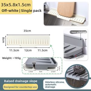 Foldable Edge Silicone Water Barrier Pad Kitchen Sink Splash Proof Slope Drain Mat Bathroom Countertop Storage Pad Sink Organizer