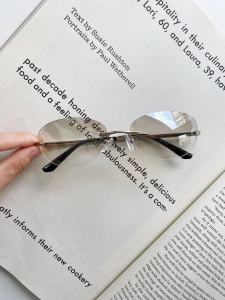 404s Store Y2K Frameless Oval Metal Sunglasses Womens Style Fashionable Concave Shape Street Snap-inspiring Sunglasses