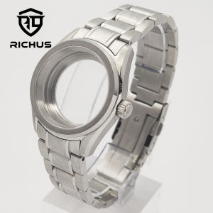 RICHUS 38mm Silver Sterile Watch Case Sapphire Glass Fit NH35 NH36 NH34 ETA2824 PT5000 Miyota8215-DG Movement