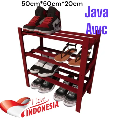 JAVA RS 03DF Rak sepatu sandal susun 3 4baris 50cm 50cm 20cm
