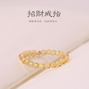 Ultra-Thin Yellow Crystal Ring for Women Fingers Thickened Wealth Attracting Ring Stacking Design Fashionable Jewelry Accessory