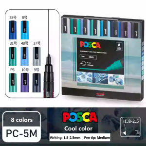 8pcs New Japan UNI Markers Set POSCA Limited PC-5M Acrylic POP Poster Advertising Drawing Graffiti Manga School Art Supplies