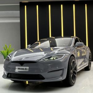 Mô Hình Xe Hơi Tesla Model S Tỷ Lệ 1:24 Làm Bằng Kim Loại Đúc Có Đèn Và Nhạc Đồ Chơi Mô Phỏng Thu Nhỏ Dành Cho Trẻ Em Quà Tặng Cho Bạn Trai
