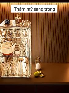 YTC- Tủ Đựng Mỹ Phẩm Để Bàn -Kệ Đựng Ly Cốc Bình Sữa  Bằng Acrylic Trong Suốt Chống Bụi sang trọng