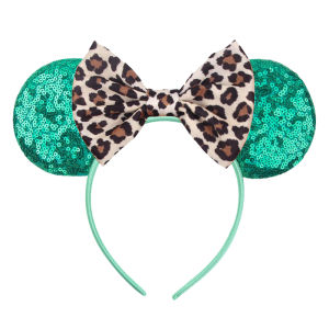 Disney Leopard พิมพ์ Mickey หูสําหรับสาวผู้หญิงน่ารัก Minnie หูผม Hoop Hairband เด็กอุปกรณ์เสริมผม Headwear