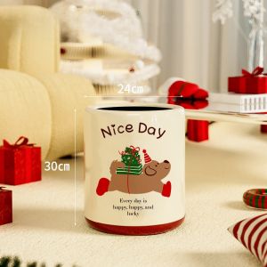 Luxurious Double Layer Large Size Bedroom Bathroom Trash Can Living Room Household Waste Paper Basket Cream Color round Barrel Shape
