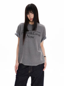 APOCKET | American Vintage Letter Printed Waffle Cleanfit T-shirt