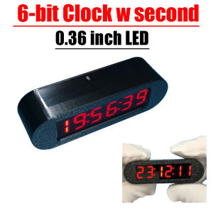 6bit Clock W Second 0.36" LED Digital Tube Electronic Clock Display Time Power Off Memory Adjustment Brightness 5V 12V CAR