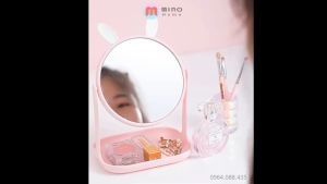 Gương Tai Mèo Để Bàn Trang Điểm Xinh Xắn Phong Cách Hàn Xoay 360 Đô Có Đế Đựng Đồ Trùm Sỉ Gia Thành
