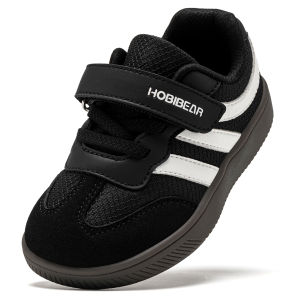 HOBIBEAR | HOBIBEAR Little Kid Wide Toe Shoes Hook-Loop Lightweight Sneakers Artificial Leather Mesh Walking Shoes for Toddler Kids