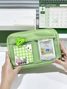 Large Capacity Pencil Case Canvas Pen Bag Kawaii Style Classified Stationery Storage Bag pencil case plushie