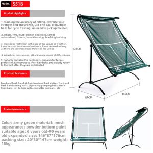 Spoa Professional Tennis Trainer Rebound Net Mobile Serving Wall Indoor Outdoor Practice Equipment Fitness Sports Equipment