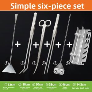 VOA | Aquarium Scissors Water Plant Forceps Algae Scraper Long Trimming Tools Stainless Steel Clips 3 Pieces Set