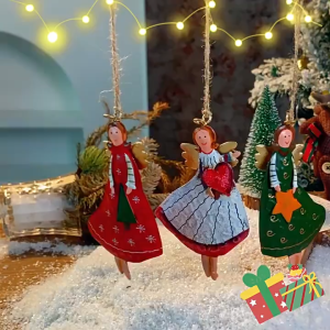 Charm Retro Distressed Christmas Iron Decoration Pendant Angel Old Man Snowman Small Pendant Accessories