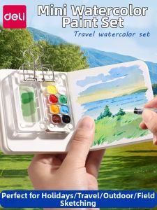 deli | Portable Walnut Watercolor Paint Box