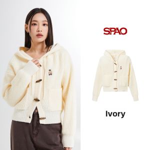 spao | Casual Stylish Bear Pattern Sweater Jacket