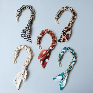 New Fashion Spring Woman Handbag Accessory Cute Chain Detachable Replacement Leopard Cotton Fabric Short Straps Women Silk Handle Chains