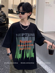 Boys Short Sleeve T-Shirt Pure Cotton Half Sleeve Summer Clothing for Middle And Large Children Sweat Absorbent round Neck Top