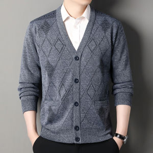 Mens Casual Cardigan Jacket V-neck Sweater Mens Autumn Winter Clothes Button Knit Cardigans Mens Knitting Sweaters Outwear