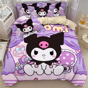 Soft Cartoon Four-Piece Bedding Set for Students Skin-Friendly Dual Bed Canopy Style 200x230 Polyester Fabric Digital Printing