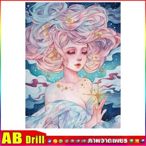 MINISO 5D DIY เพชรขนาดใหญ่ภาพวาดอะนิเมะใหม่ภาพเหมือนสาวสวยธีมโมเสคเย็บปักถักร้อยอะคริลิคตกแต่งบ้านศิลปะบนกำแพง
