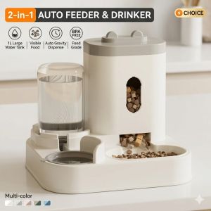 XMSJ | Automatic Feeder Dog Cat Food Bowl With Water Fountain Large Capacity Pet Food Storage Dispenser Container Puppy Pet Accessories